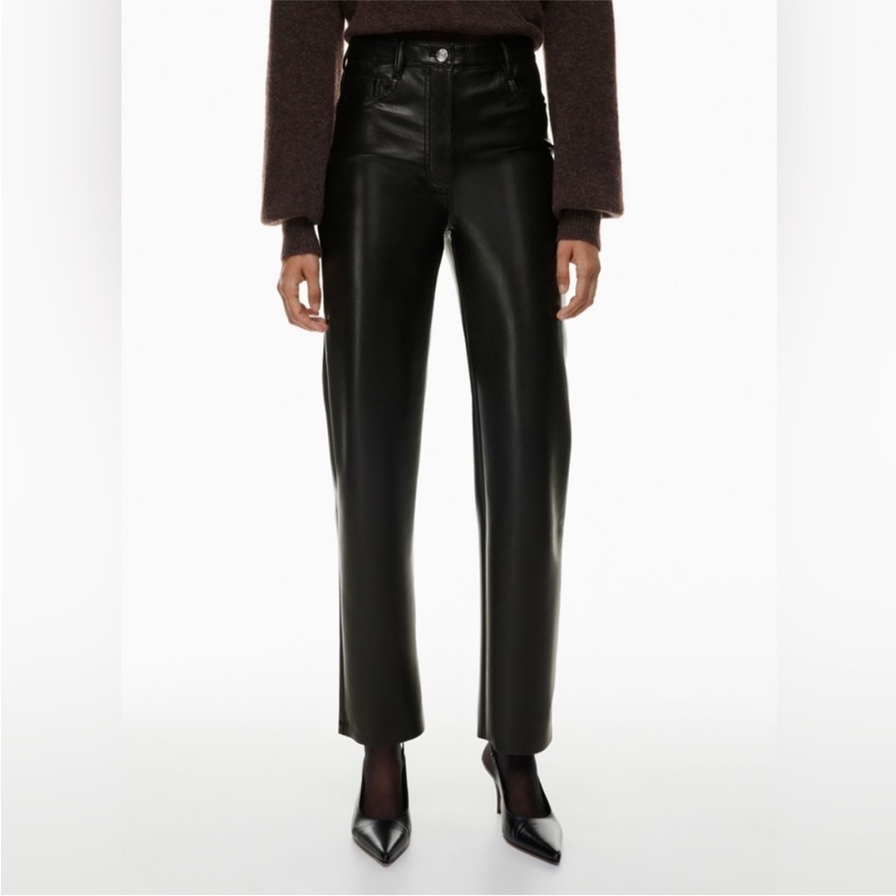 NWT Wilfred Melina Faux Leather Pants Black High Rise Straight Sz 4